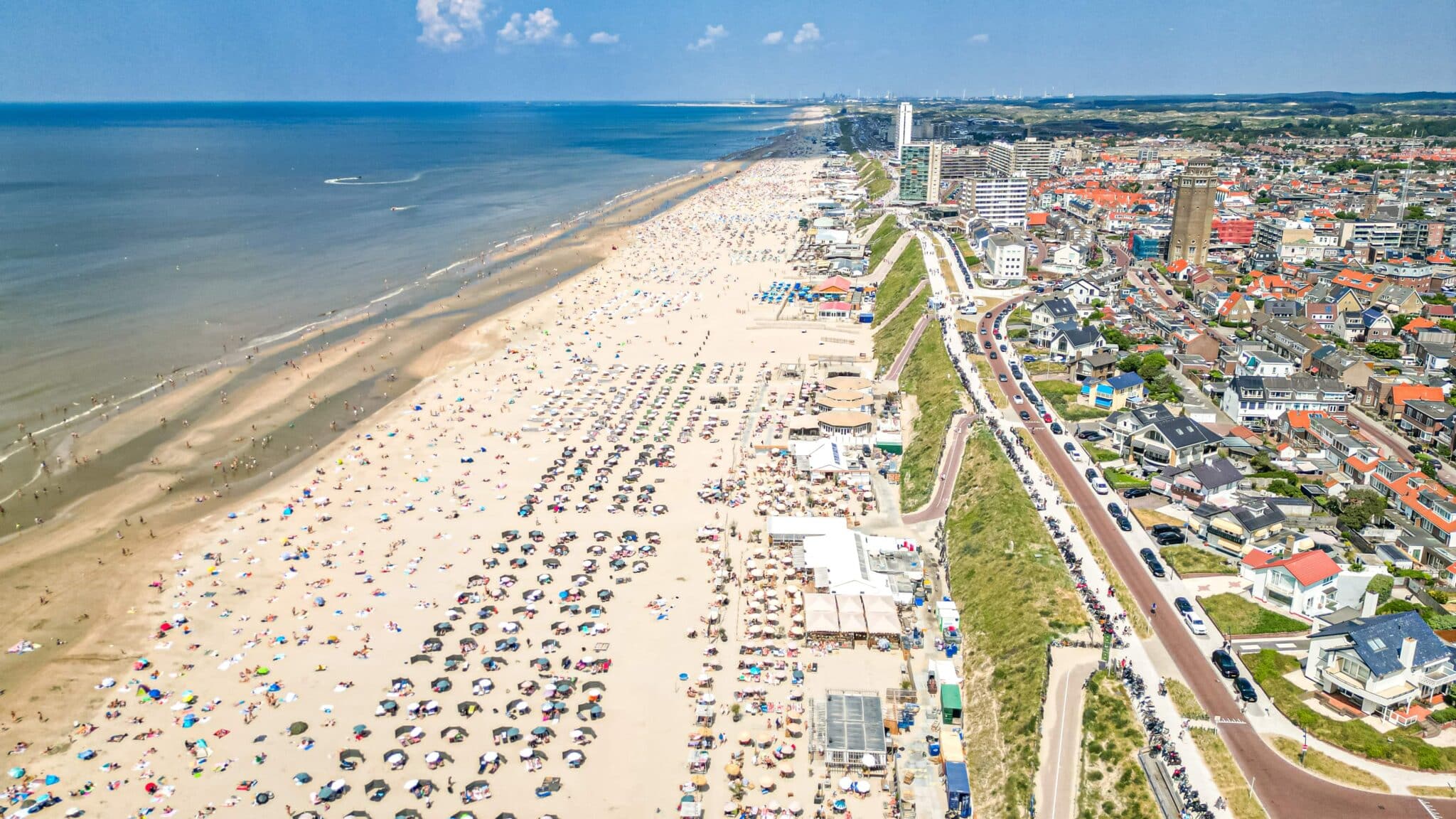Aerial view of Zandvoort and its beach